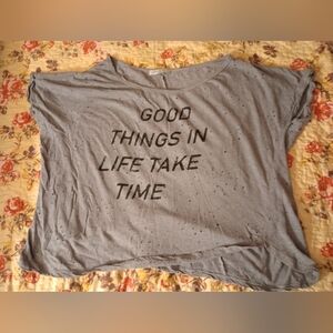 Grudge Distressed Gray Women's Top with Inspirational Quote